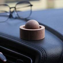 1pc Elegant Wooden Aroma Diffuser, Rotating Design, Natural Fragrance Carrier, Black Walnut And Beech Creative Essential Oil Diffuser, Car Aroma Ball, Multi-Purpose And Multi-Scenario, Suitable For Car And Bedroom Office Desks, Non-Flammable, Perfect Gift Choice, Enhance Air Quality, Home Fragrance