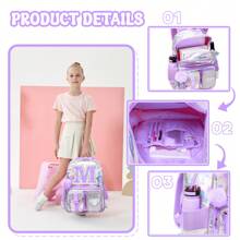 Backpack For Girls Purple Love Printed Letter Backpack For Primary School Return To School(The Size And Font Of The Letters Are Random)