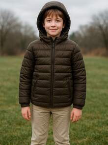Bobojaco Boys' Puffer Jacket With Removable Hood - Army Green - View 2