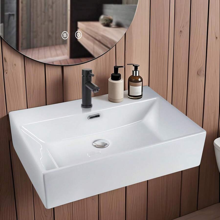homefire Washbasin Bathroom Countertop Washbasin Oval Ceramic Countertop Basin Bathroom Wash Bowl Nano-Coating Top With Lotus Effect White Wash Area Small 41x33x14.5cm Guest WC Bathroom Accessories - White - View 1