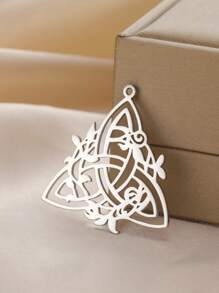 1 pieza Colgante de flor de loto, luna y enredadera de acero inoxidable creativo, accesorio de patrón botánico hecho a mano para collar, llavero, colgante de bolso