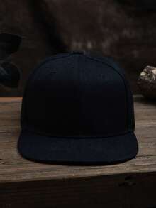 MAKEFGE 1 件男士户外休闲时尚黑色纯色个性化嘻哈帽，街头风格平檐帽适合街头和日常穿着