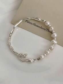 1 件独特简约优雅巴洛克淡水珍珠树枝纹理组合珍珠手链（珍珠数量因手工制作而异）