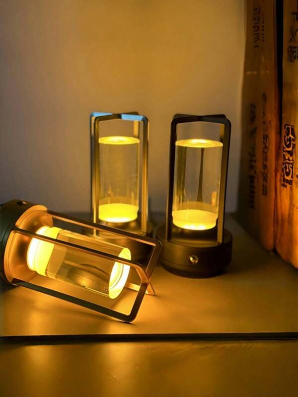1pc LED Retro Cross Decorative Table Lamp, Outdoor Camping Light, Bedroom Ambience Night Light, Bedside Sleeping Light, Suitable For Bar, Tabletop Table Lamp, Tritone Light, Stepless Dimming, USB Rechargeable Model
