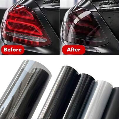 30*200CM Gloss Transparent Light Black Smoke PVC Film Tint Headlight Taillight Wrap Cover Film Foil Sticker Cover Armored Film For Cars