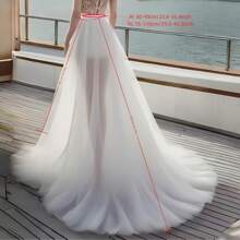 1pc 3-Layer Tulle Skirt, Side Slit, Elegant New High Waist Detachable Train Beach Dress, Suitable For Wedding/Party/Halloween, Lightweight Sheer, Ideal Women's Autumn Outfit