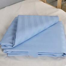 1 Satin Stripe Mattress Protector, Bedding - Height 28 Cm, Breathable Zipper Design, Soft And Skin-Friendly, Soft And Skin-Friendly Fitted Sheet - Home Textile, Suitable For Mattresses 135-180 Cm - White And Blue