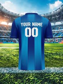 Personalisiertes Trikot, Barcelona, atmungsaktiv, schnelltrocknend 210g Frühling/Sommer Einzelteil Top, Unisex Sportteam Club Training V-Ausschnitt Fußballtrikot mit vorne und hinten bedrucktem Namen, Nummer, Logo, bequeme Passform für Alltag, Lässig, Party