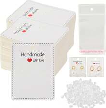 Femtindo 150 Pack Earring Cards For Jewelry Packaging DIY Earrings Holder Display Card With Bag For Studs Selling (White(Earring Card), 5x6.5cm) - Brown(Earring Card) - View 1