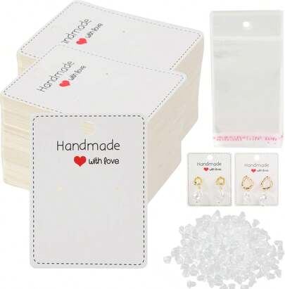 Femtindo 150 Pack Earring Cards For Jewelry Packaging DIY Earrings Holder Display Card With Bag For Studs Selling (White(Earring Card), 5x6.5cm)