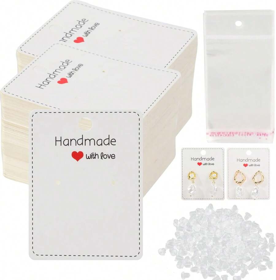 Femtindo 150 Pack Earring Cards For Jewelry Packaging DIY Earrings Holder Display Card With Bag For Studs Selling (White(Earring Card), 5x6.5cm) - Brown(Earring Card) - View 1