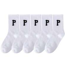 5/10 Pairs Men Cartoon Graphic Mid-Calf Socks, Streetwear Style