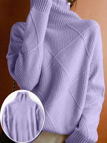 Autumn/Winter Casual Women's Plus Size High-Neck Pullover Sweater