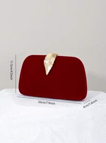 优雅复古天鹅绒金属叶晚装包，时尚女士小方形派对手提包，适合正式礼服