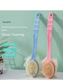 1PC 软毛按摩背部刷 沐浴刷 家用背部擦洗刷 主动送浴花软毛擦洗刷 可悬挂沐浴刷 长柄擦背神器 长柄沐浴刷 洗澡用背部刷 去角质 男女适用 粉色/蓝色长柄沐浴刷 背部去角质淋浴清洁多用途擦洗刷 背部去角质淋浴多用途擦洗刷套装 沐浴海绵