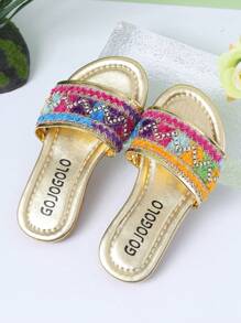 1 Paar modische Mädchen Sommer Strandpantoffeln, einzigartiges Stildesign, Lieblinge der Kinder, geeignet zum Tragen und für Fotoshootings bei verschiedenen Anlässen