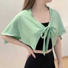 Multifunctional UV Protection Sunshade One-Piece Chiffon Tie Shawl, Fashionable Yoga Sports Anti-Flashing Skirt Butt Curtain
