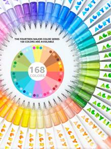 GuangNa 168 Vibrant Colors Acrylic Paint Markers | Bullet Tip (1.2mm) For Sharp Lines | High Coverage & Large Ink Capacity | 14 Sets, 12/Pack - Art, Crafts, Journaling Essential, Gift For Back To School - Multicolor - View 3
