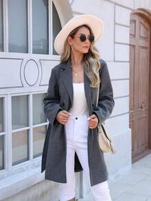 Damen Herbst/Winter Neue einfarbige imitierte geknöpfte verknotete Taschen Dicker Lässig Reise Urlaub Herbst/Winter Oberbekleidung