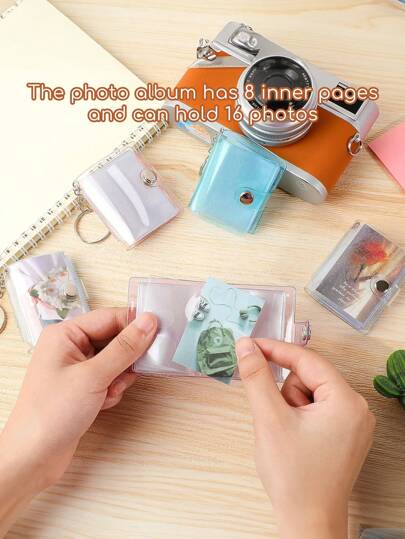 Bonuci 1pc/10 Piece Set 2-Inch Mini Photo Album Valentine's Day Photo Storage With Keychain Pocket Photo Album Keychain For Photo Valentine's Day Gifts, Weddings, Keychain Photo Albums, Bag Pendants, Can Store Headshots, ID Photos, Transparent Photo Album Storage Book, Photo Storage, Cute Gifts