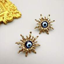 1 Pair Metal Sun Shape Stud Earrings, Simple For Party And Daily Wear - Gold - View 4