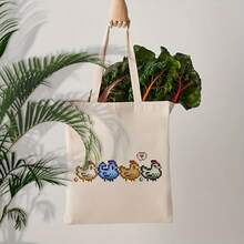 1pc Stardew Valley Chickens Pattern Tote Bag Shoulder Bag Travel Daily Commuting Women'S Reusable Shopping Bag, Best Her, Fashion Folding Shoulder Bag Dew Valley Lover