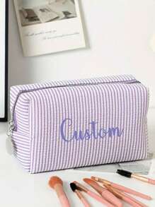 定制伴娘化妆包，女孩刺绣化妆包，大容量化妆包，伴娘婚礼礼物，化妆品收纳盒，印花化妆包，化妆包，伴娘化妆包，伴娘礼物，女士礼物，个性化定制文字，带名字的个性化化妆包 - 彩色 - 查看 7