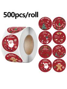 500pcs/Roll, 200pcs/Roll, 12pcs/Sheet Christmas Santa Claus Stickers Self-Adhesive Labels Christmas Birthday Holiday Gift Decoration, Merry Christmas Stickers Christmas Themed Stamp Labels Stickers DIY Gifts Baking Packaging Envelopes Stationery Decoration