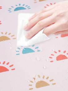 1PC Baby Splat Mat For Under High Chair/Arts/Crafts,43.3 X43.3 Inch Washable Spill Mat, Waterproof Anti-Slip Floor Protector Splash Mat, Messy Mat And Table Cloth
