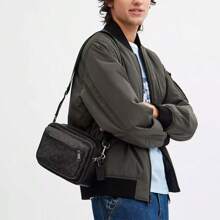 Coach Elias 25 Messenger Bag For Men Leather Shoulder Bag With Front Zipper Pocket Crossbody Bag Purse For Men Medium Size Sling Bag With Detachable And Adjustable Strap - Dark Gray 1 - View 3