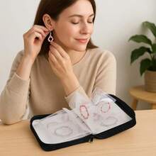 FjcPrasacco Transparent Jewelry Storage Bag Travel Jewelry Organizer Case With 24 Large 48 Small Clear Zipper Pouches Portable Large Capacity Storage Book For Earrings Rings Necklaces Braceletsyq - 如圖 - 查看 7