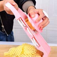 8-Piece Set, 5-In-1 Multi-Function Vegetable Slicer And Fruit Cutter, Manual Food Grinder, Vegetable Shredder, Potato Slicer, Home Kitchen Potato Chopper, Stainless Steel Material, Not Charged, Convenient Kitchen Tool - Multicolor - View 3