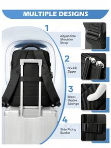 Carry On Backpack Travel Backpacks Flight Approved Large Capacity Nylon Fabric Waterproof Hiking Backpack Outdoor Computer Backpack For Travel Camping Hiking For Men And Women Gift For Daughter Friend Travel Accessories Unisex Business Functional Backpack Computer Bag Luggage Strap Design For Back To School For College Business Outdoor Back-To-School Season - Multicolor - View 6