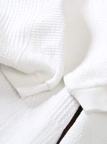 2pcs/Set Girls Solid Color Minimalist Style Cute Bow Decor White Long Sleeve Crew Neck Sweatshirt And Loose Casual Long Pants Set, Autumn/Winter 2025 New Arrival