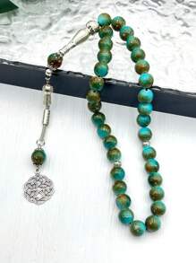 33pcs/Set 10mm Green Glass Big Floral Bead Daily Arabic Handmade Tasbih Bracelet