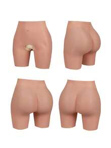 Crossdresser Silicone Open-Crotch Shaper Pants - Realistic Butt Lifter, Transgender Must-Have Silicone Butt Enhancer Pants - Open-Crotch Stretch Style, Exclusive Crossdresser Silicone Open-Crotch Elasticity Pants Realistic Skin Texture Elasticity Pants Enhancer Shaper Realistic Butt Pants For Transgender Crossdresser Indispensable - Apricot - View 1