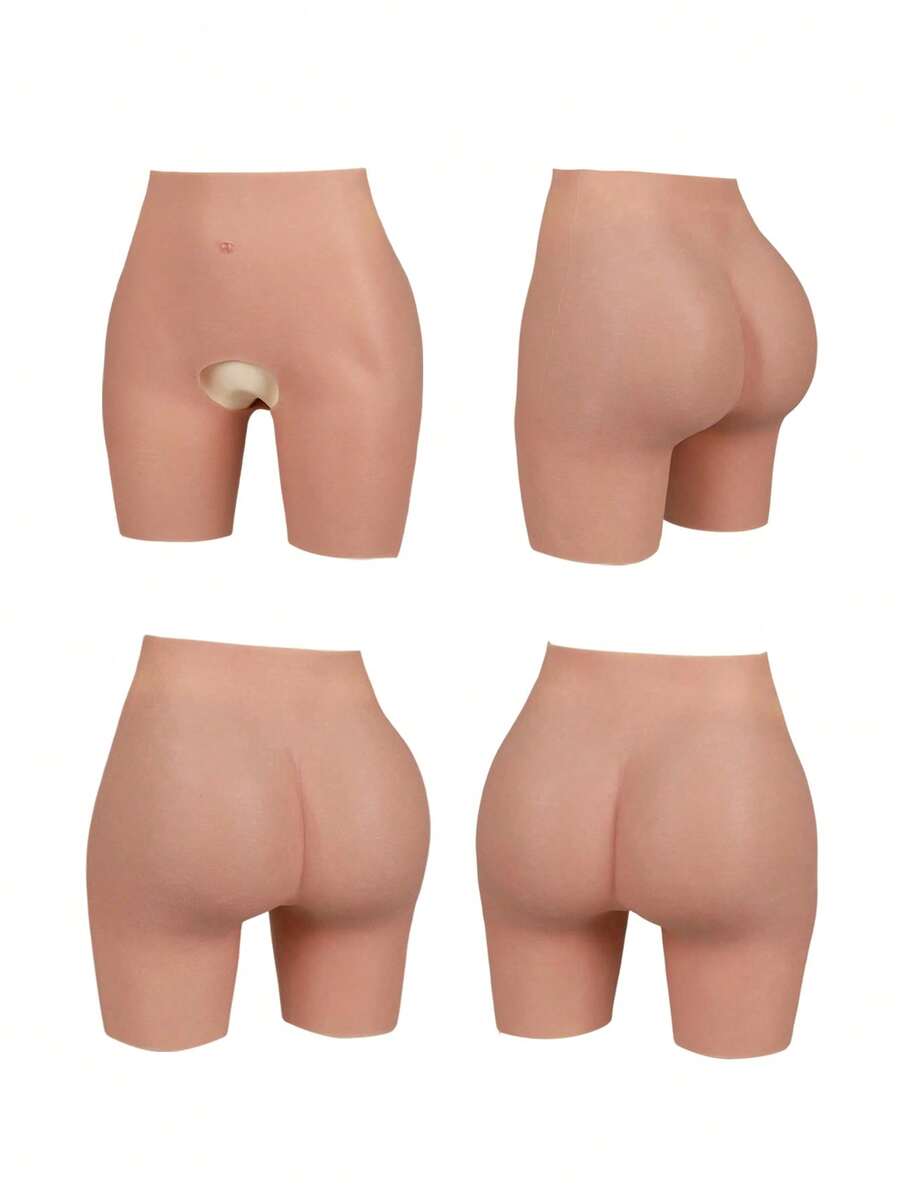 Crossdresser Silicone Open-Crotch Shaper Pants - Realistic Butt Lifter, Transgender Must-Have Silicone Butt Enhancer Pants - Open-Crotch Stretch Style, Exclusive Crossdresser Silicone Open-Crotch Elasticity Pants Realistic Skin Texture Elasticity Pants Enhancer Shaper Realistic Butt Pants For Transgender Crossdresser Indispensable - Apricot - View 1