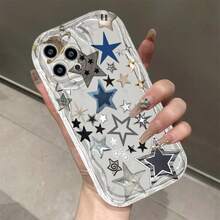 1 件金属星形图案手机壳 | 彩色 3D 星形透明保护套，适用于 Apple/系列