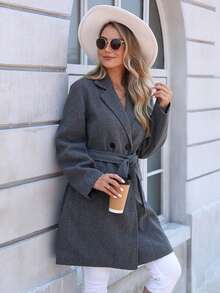 Damen Herbst/Winter Neue einfarbige imitierte geknöpfte verknotete Taschen Dicker Lässig Reise Urlaub Herbst/Winter Oberbekleidung