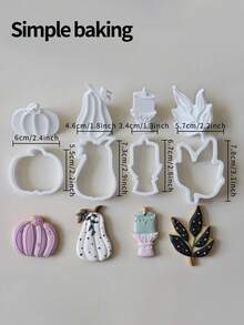 1pc Halloween Themed Cookie Mold, Includes Leaf, Pumpkin And Candle Patterns, Can Be Used As Parent-Child Cookie Stamp And Holiday Party Decoration Cookie Shaper, Also Suitable For Autumn Decoration And Halloween Decoration. - White - View 4
