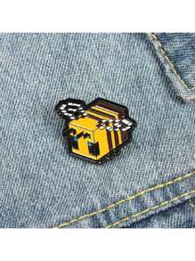 1PC Creative Cartoon Bee Brooch Enamel Pin - Yellow - View 2