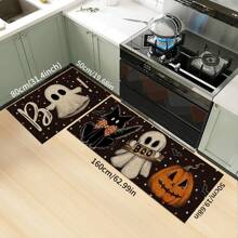 1pc Halloween Doormat, Non-Slip Rubber Backing, Halloween Entryway Decor, Indoor/Outdoor Use, Durable Polyester Floor Mat For Kitchen, Living Room, Patio, Coffee Shop, Bar, Holiday, Party, Bedroom, Bathroom