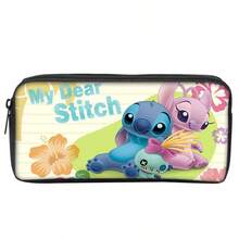 1 pieza Estuche grande de capacidad de Stitch de  "Amamos a Stitch" - Caja de almacenamiento de tela multiusos duradera, incluye 12 marcadores de colores y 2 bolígrafos, útiles escolares y de oficina portátiles, regalo ideal para fans de dibujos animados, diseño de personajes de dibujos animados, útiles escolares, vuelta al cole - Multicolor - Ver 7