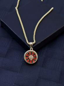 Gold-Plated Rotating Casino Roulette Pendant With Square Chain - Roulette - View 6