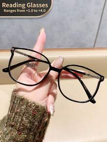 1pc Women's Square Vintage Reading Glasses, Clear Transparent Computer Readers, Magnification +1.0 To +4.0