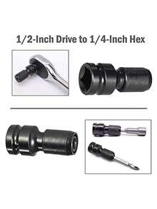 1件/2件/3件装电动扳手适配器，1/2圈电动扳手钻夹头转换头盖，带六角头和1/4扩孔钻头转换头，可牢固连接工具，是机械师、工程师和木匠的理想之选。工具转换适配器 | 纹理握把设计 | 坚固耐用 - 黑色 - 查看 11