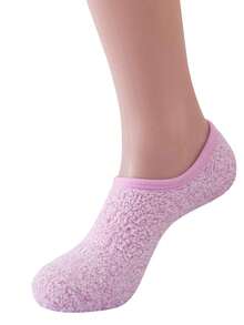 1 Pair Of Women's Coral Fleece Warm Floor Socks, Unisex, With Underfoot Dot Rubber Non-Slip Socks, Non-Slip Knitted Fabric, Hand Washable, Winter Home Use Socks, Christmas Decoration Socks, Cozy - Multicolor - View 15