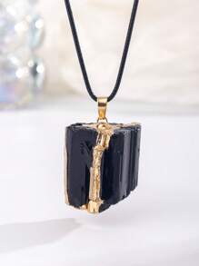 1 件天然水晶不对称形状流苏吊坠项链，果冻色 - 項鍊 - 查看 19