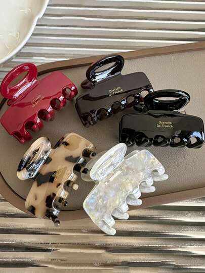 1 件女士时尚韩式法国金色标志发夹发饰，中号，街头潮流发饰时尚爪夹女士发夹休闲发夹秋季配饰秋冬发夹适合度假装女士