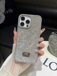Pailletten 1 Stück Super glänzende Voll-Strass Schwarz 16 Pro Max Handyhülle, minimalistisch kompatibel mit iPhone 14, 13, 12, 11, 15 Plus, 16 mit eingebetteten Kristall-Strasssteinen